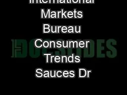 International Markets Bureau Consumer Trends Sauces Dr