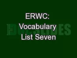 ERWC: Vocabulary List Seven