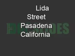       Lida Street Pasadena California  