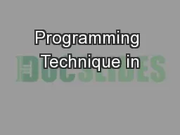 Programming Technique in
