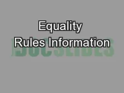 Equality Rules Information