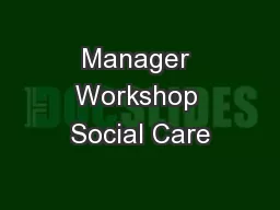 Manager Workshop Social Care
