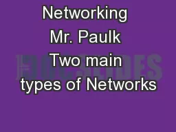 Networking Mr. Paulk Two main types of Networks