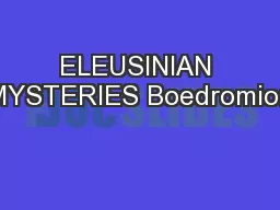 ELEUSINIAN MYSTERIES Boedromion