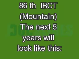 86 th  IBCT (Mountain) The next 5 years will look like this:
