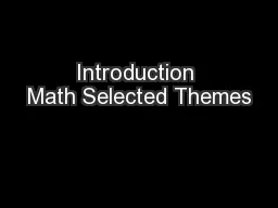 Introduction Math Selected Themes