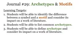 Journal #29:  Archetypes