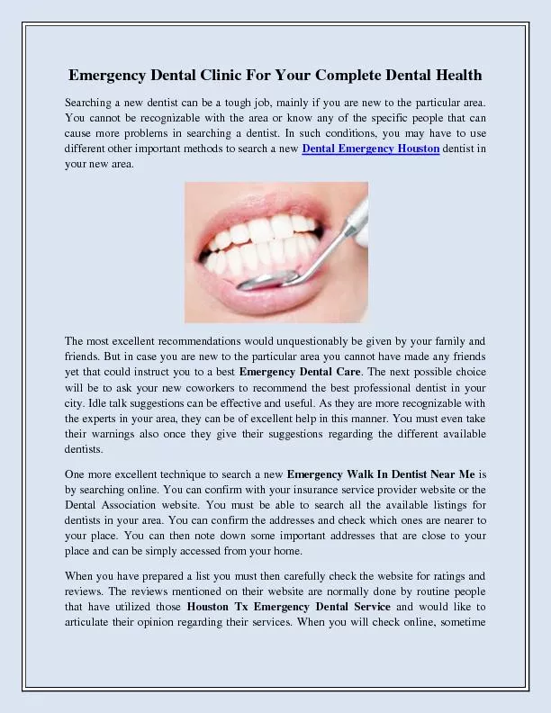Emergency Dental Clinic For Your Complete Dental Health