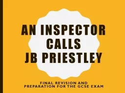 AN INSPECTOR CALLS JB PRIESTLEY