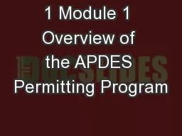 1 Module 1 Overview of the APDES Permitting Program