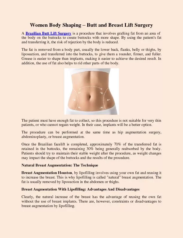 Women Body Shaping - Butt and Breast Surgery