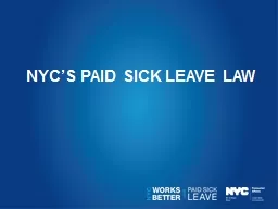 NYC’s PAID SICK LEAVE LAW