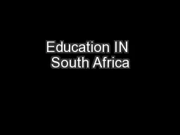 Education IN South Africa