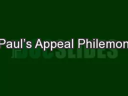Paul’s Appeal Philemon