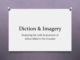 Diction & Imagery Analyzing the craft & structure of