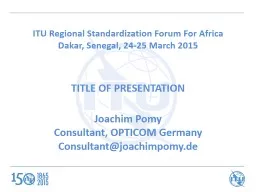 ITU Regional Standardization Forum For Africa