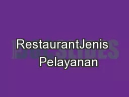 RestaurantJenis   Pelayanan