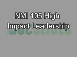 NMI 105 High Impact Leadership