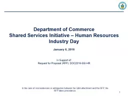 Department of Commerce Shared Services Initiative – Human Resources