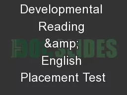 The Developmental Reading & English Placement Test