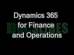 Dynamics 365 for Finance and Operations