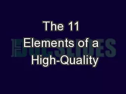 The 11 Elements of a  High-Quality