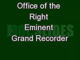 Office of the Right Eminent Grand Recorder