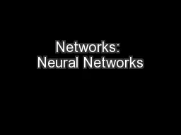 Networks: Neural Networks