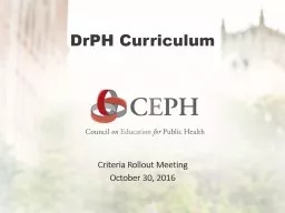 DrPH Curriculum Criteria Rollout Meeting