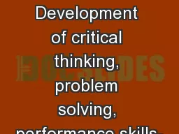ACEI Standard 3c.  Development of critical thinking, problem solving, performance skills-