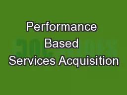 Performance Based Services Acquisition