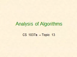Analysis of Algorithms CS