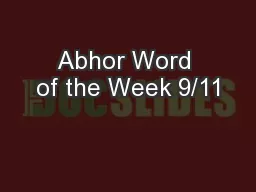 Abhor Word of the Week 9/11
