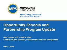 Opportunity Schools and Partnership Program Update
