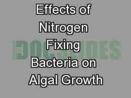 Effects of Nitrogen Fixing Bacteria on Algal Growth