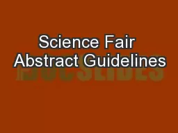 Science Fair Abstract Guidelines