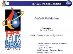 TFAWS Paper Session DeCoM Validation
