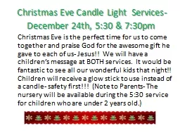 Christmas Eve Candle Light  Services-
