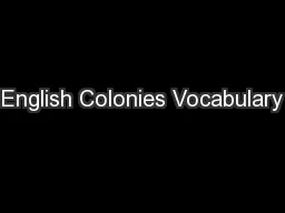 English Colonies Vocabulary