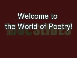 Welcome to the World of Poetry!