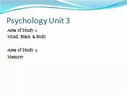 Psychology Unit 3  Area of Study 1