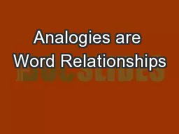 Analogies are Word Relationships