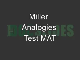 Miller Analogies Test MAT