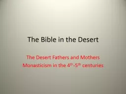The Bible in the Desert The Desert Fathers and Mothers
