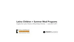 Latino Children   Summer Meal Programs