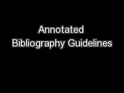 Annotated Bibliography Guidelines