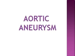 AORTIC ANEURYSM Aortic  Aneurysms
