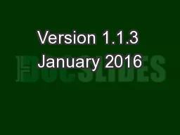 Version 1.1.3 January 2016