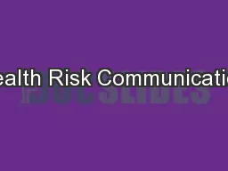 Health Risk Communication