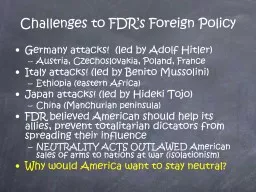 Challenges to FDR’s Foreign Policy